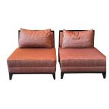 LL - Pair of Swaim Vintage Armless Upholstered Chairs