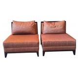 LL - Pair of Swaim Vintage Armless Upholstered Chairs