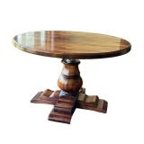 K - Vintage Round Pedestal Dining Table - Adjustable Height, 41-Inch Diameter