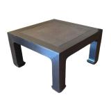 LL - Vintage Chinese-Style Lacquer Side Table - Cane Top, Horse Hoof Feet by Swaim