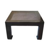 LL - Vintage Chinese-Style Lacquer Side Table - Cane Top, Horse Hoof Feet by Swaim