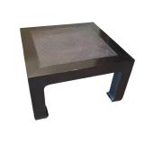 LL - Vintage Chinese-Style Lacquer Side Table - Cane Top, Horse Hoof Feet by Swaim