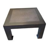 LL - Vintage Chinese-Style Lacquer Side Table - Cane Top, Horse Hoof Feet by Swaim