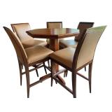 LL - Pub Height Round Table with 5 Swivel Stools