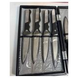 Black Angus 6 Piece Steak Knife Set in Storage Case & Knife Sharpener