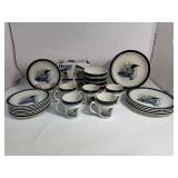 Large Set of Folk Craft Stoneware LOON LAKE Scotty Z