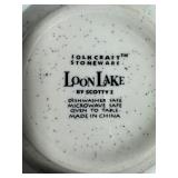 Large Set of Folk Craft Stoneware LOON LAKE Scotty Z