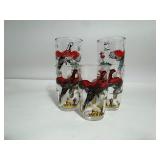 Vintage Hazel-Atlas Pheasant Hunting Scene 64oz Glass Pitcher, Bowl, Cocktail Shaker & large Variety of Cups (45 Piece Set!)