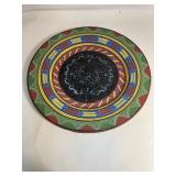 Vintage Clay Mexican Aztec Handpainted Plate