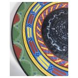 Vintage Clay Mexican Aztec Handpainted Plate