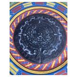 Vintage Clay Mexican Aztec Handpainted Plate