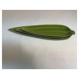 Set of 6 Red Bowls & Vintage Crate & Barrel Leaf-shaped Dishes