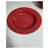 Set of 6 Red Bowls & Vintage Crate & Barrel Leaf-shaped Dishes
