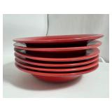 Set of 6 Red Bowls & Vintage Crate & Barrel Leaf-shaped Dishes