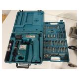 Lot of (2) Makita Cordless Driver Drill W/ Bit Set, Makita Flashlight, Stanley Sander, & Craftsman 1/4" Industrial Power Drill