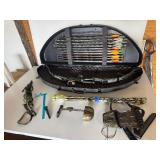 XI Miles Keller Legend XRG Compound Hunting Bow, Case, 2 Elk Calls & Arrows