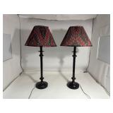 Lot of (2) 29” Lamps Pleated Empire Shades Lkat Pattern