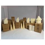 Pottery Barn Set Christmas Village Houses & Tree Candles