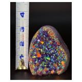 Stunning Titanium Aura Amethyst Standing Geode - Iridescent Multi-Color Sparkle