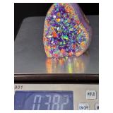 Stunning Titanium Aura Amethyst Standing Geode - Iridescent Multi-Color Sparkle