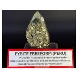 Lustrous Polished Pyrite Freeform Point with Natural Cubic Crystal Vugs - Peru