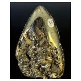 Lustrous Polished Pyrite Freeform Point with Natural Cubic Crystal Vugs - Peru