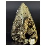Lustrous Polished Pyrite Freeform Point with Natural Cubic Crystal Vugs - Peru