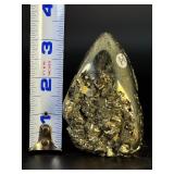 Lustrous Polished Pyrite Freeform Point with Natural Cubic Crystal Vugs - Peru