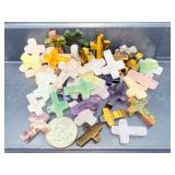 1 inch Artisan Natural Gemstone Crosses - Amethyst, Tiger’s Eye & More.