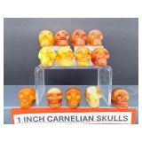 1' Hand-Carved Carnelian Crystal Skulls – Natural Agate Specimens