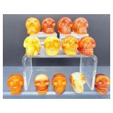 1' Hand-Carved Carnelian Crystal Skulls – Natural Agate Specimens