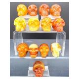 1' Hand-Carved Carnelian Crystal Skulls – Natural Agate Specimens