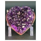 AAA Uruguayan Deep Purple Amethyst Druzy Heart – Collector’s Grade