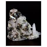World-Class Iridescent Pyrite with Quartz Points – Rare Collector Specimen