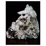 World-Class Iridescent Pyrite with Quartz Points – Rare Collector Specimen