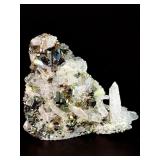 World-Class Iridescent Pyrite with Quartz Points – Rare Collector Specimen