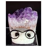 Lot of 5 Amethyst 'Nerd' Geode Figurines – Handcrafted 'Study Buddy' Crystal Desk Pets