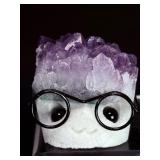 Lot of 5 Amethyst 'Nerd' Geode Figurines – Handcrafted 'Study Buddy' Crystal Desk Pets