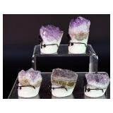 Lot of 5 Amethyst 'Nerd' Geode Figurines – Handcrafted 'Study Buddy' Crystal Desk Pets