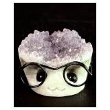 Lot of 5 Amethyst 'Nerd' Geode Figurines – Handcrafted 'Study Buddy' Crystal Desk Pets