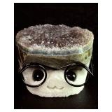 Lot of 5 Amethyst 'Nerd' Geode Figurines – Handcrafted 'Study Buddy' Crystal Desk Pets