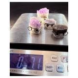 Lot of 5 Amethyst 'Nerd' Geode Figurines – Handcrafted 'Study Buddy' Crystal Desk Pets