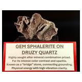 Rare 'Bridge' Specimen: Lustrous Gem Sphalerite on Sparkling Druzy Quartz