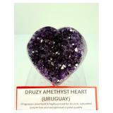 AAA Uruguayan Deep Purple Amethyst Druzy Heart – Collector’s Grade