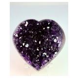 AAA Uruguayan Deep Purple Amethyst Druzy Heart – Collector’s Grade