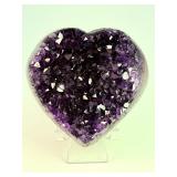AAA Uruguayan Deep Purple Amethyst Druzy Heart – Collector’s Grade