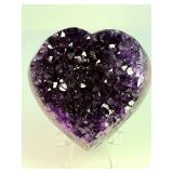 AAA Uruguayan Deep Purple Amethyst Druzy Heart – Collector’s Grade