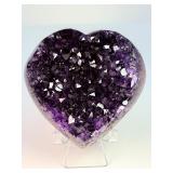 AAA Uruguayan Deep Purple Amethyst Druzy Heart – Collector’s Grade