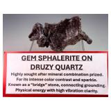 Rare 'Bridge' Specimen: Lustrous Gem Sphalerite on Sparkling Druzy Quartz