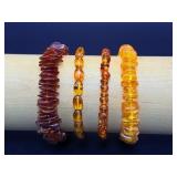 Exceptional Suite of Genuine Baltic Amber Bracelets – Four Distinctive Tones and Cuts